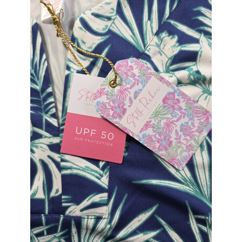 Stella Parker Summer Dress L UPF 50 Tropical Blue Shift Beach NWT - Picture 5 of 8